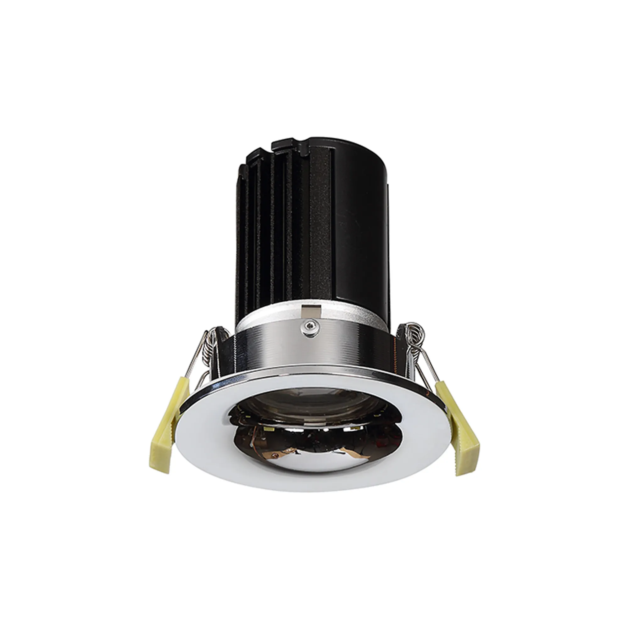 Bruve 12 Tridonic powered 12W 3000K 1200lm 36° LED Engine,300mA , CRI>90 LED Engine Polished Chrome Fixed Round Recessed Downlight, Inner Glass cover, IP65